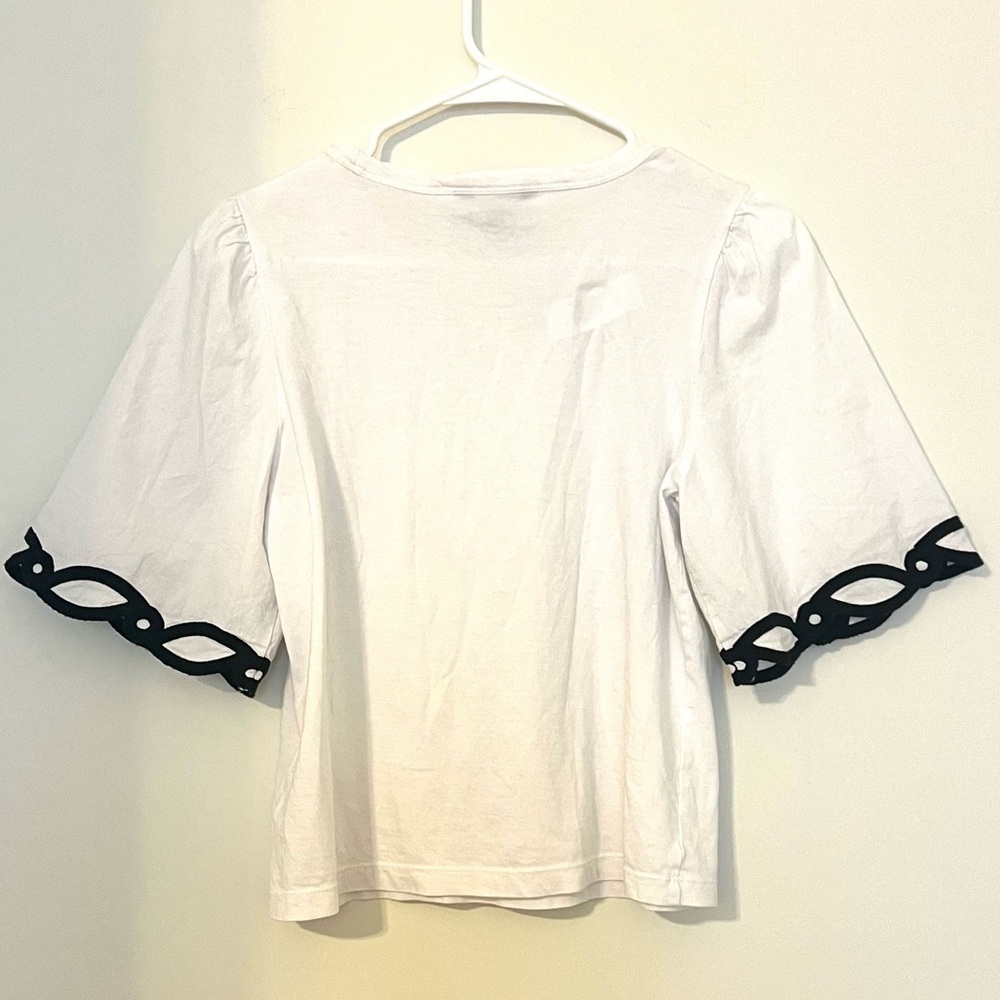 2/$30 Banana Republic- White Blouse Black Trim Wide Sleeve Top | XS - Picture 7 of 7